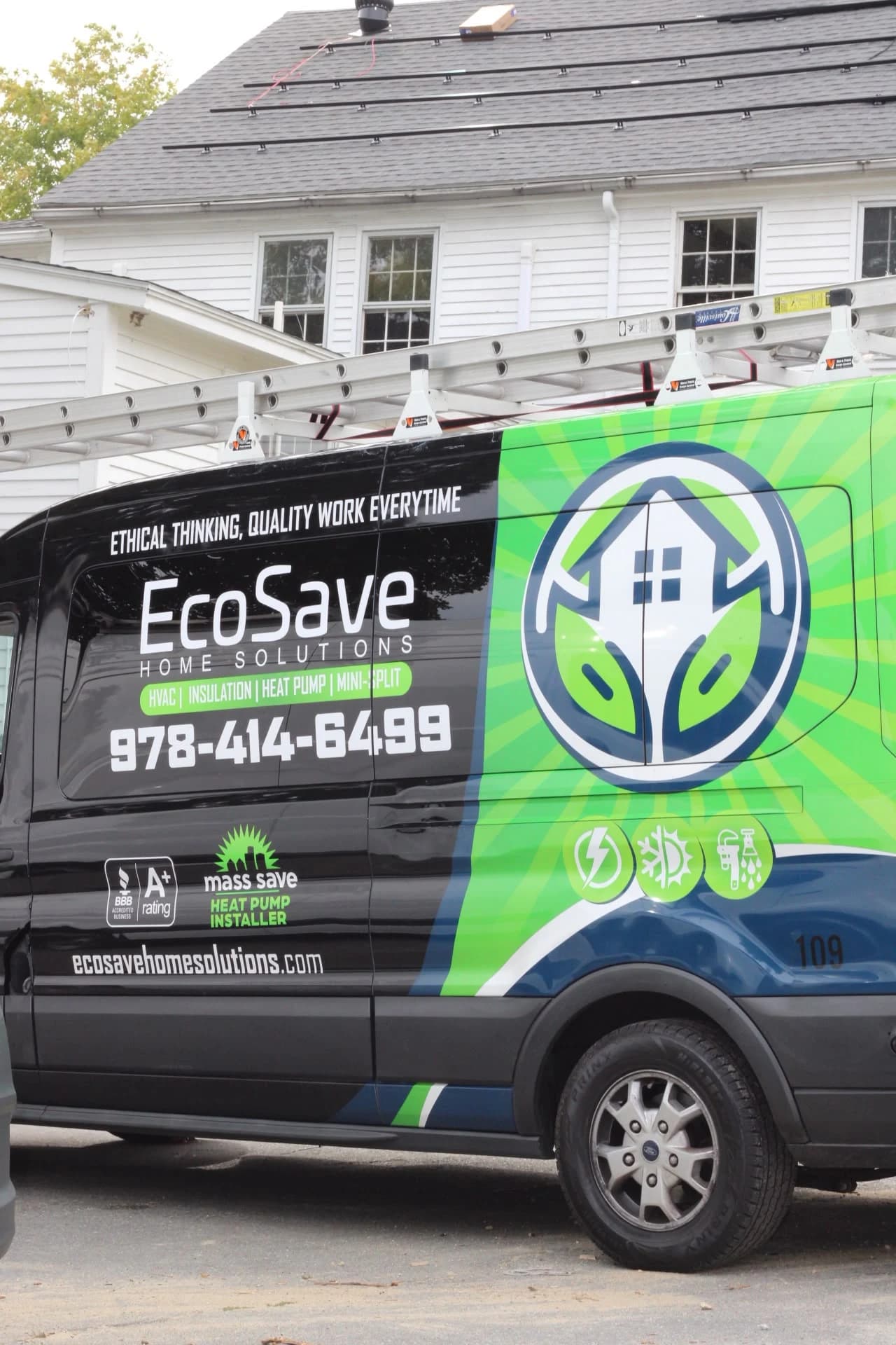 EcoSave service van parked outside a home